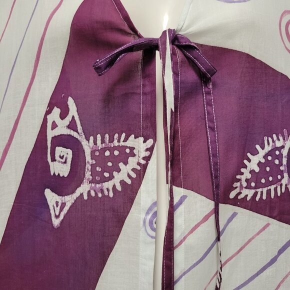 HANDPAINTED Batik Loose Fitting Sleeveless Cover Up Beach Top - One Size - NWOT - Picture 12 of 15